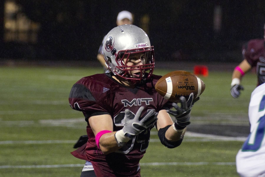 Junior defensive back Rhys Borchert halted a Salve Regina drive in the first half with this interception.