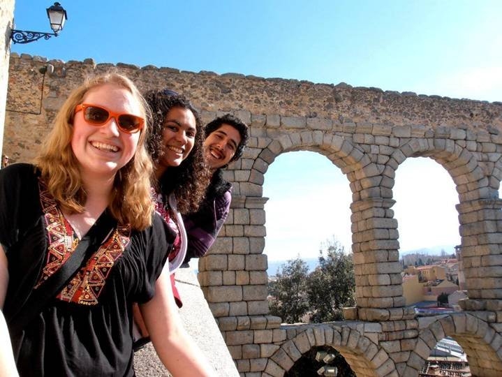C.J. Enloe, Elise Myers and Franco Montalvo take a weekend trip to Segovia to explore the impressive castles and the world renowned Aqueducto de Segovia, seen in the background here.