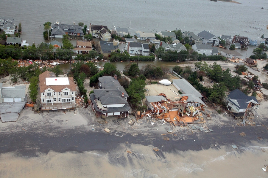 Aerial views of the damage caused by Hurricane Sandy to the New Jersey coast taken during a search and rescue mission by 1-150 Assault Helicopter Battalion.