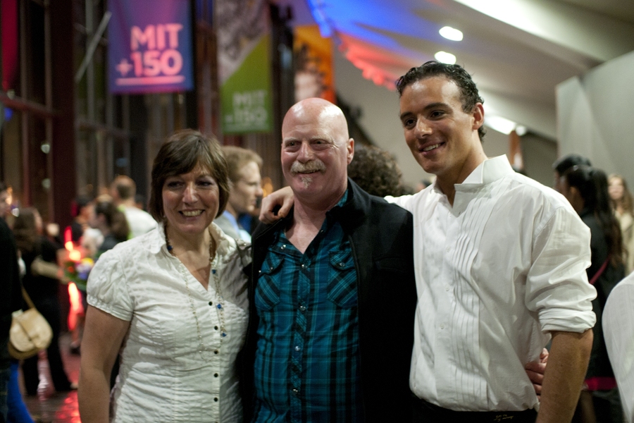 Brad Lowe (right) greeted audience members after the fall showcase.