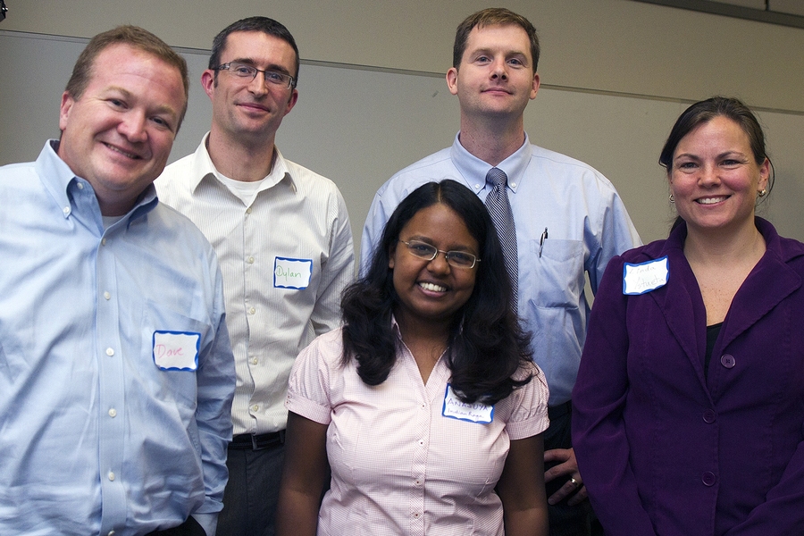 Anasuya Mandal, a graduate student in chemical engineering, meets with Bose mentors. Mandal represents Indian Raga, a discovery platform and incubator for musicians in India.