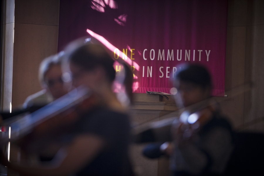 On Saturday, Dec. 15 at 11:30 a.m. in MIT&#39;s Lobby 7, string players in the MIT Symphony Orchestra and other area musicians played a musical memorial for victims of Friday&#39;s elementary-school shooting in Newtown, Conn.