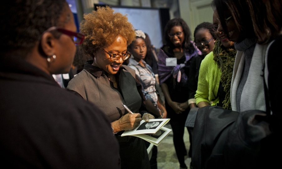 Madison met with students, faculty and staff after the event.