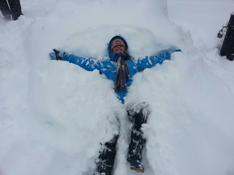 Beautiful woman snow angels hi-res stock photography and images - Alamy