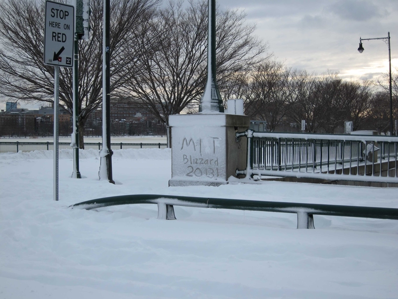 Some meltable graffiti appeared on one of the pillars to the Massachusetts Avenue bridge over the weekend.