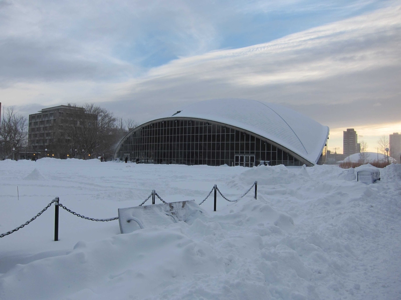 Kresge Auditorium's roof matched its surroundings.
