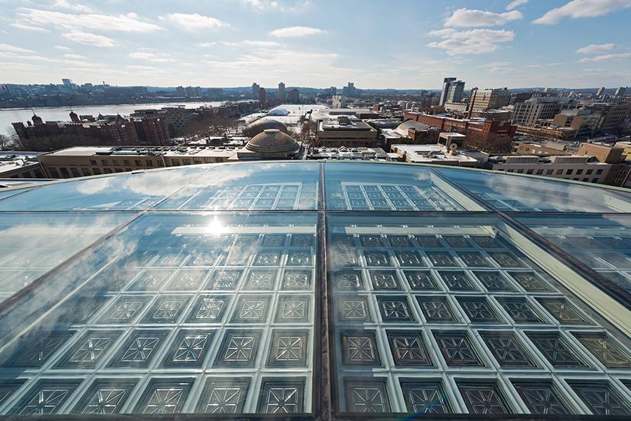 The completed glass block skylight.
