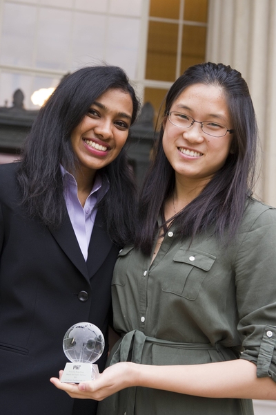 2011 Priscilla King Gray Award winner Sivakami Sambasivam '11 (left) with 2012 Priscilla King Gray Award winner Stephanie Lin '12.
