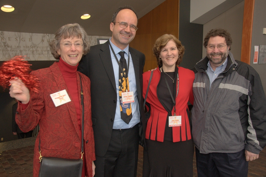 2013 award recipients Oliver Thomas (second from left) and Jane White (second from right) pose with Margaret Ann Gray and Jeffrey Pankin.