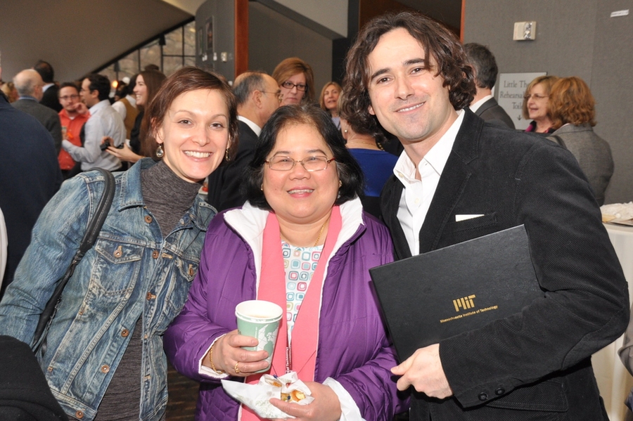 Serving the Client award recipient Jordan Siegel (right) poses with Y-Chie Primo (center) and Nicole Siegal (left) at the 2013 Excellence Awards reception.