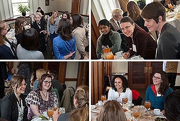 Two by two grid of photos of individuals at a conference