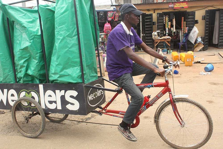 Wecyclers deploys its cargo bicycles to collect recyclables in densely populated low-income neighborhoods. For every kilogram that a family recycles, it receives "Wecyclers points" via SMS that can be redeemed for goods such as mobile phone minutes or food items.