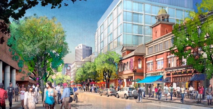 illustration of a busy street scene