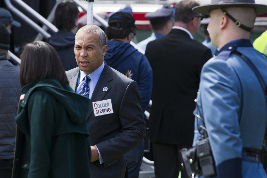 Massachusetts Governor Deval Patrick was one of many distinguished guests at the memorial Wednesday.