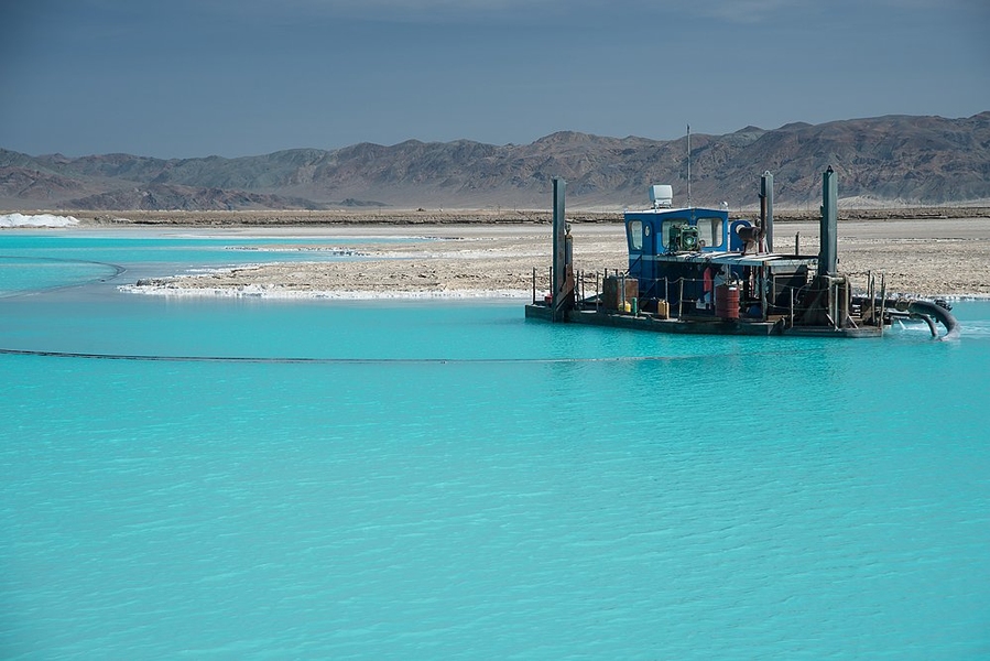 A lithium brine pool in Clayton Valley, Nev.