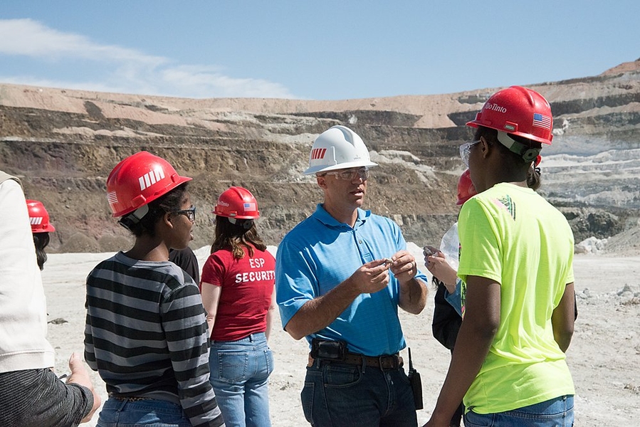 The Rio Tinto mine is an open-pit mine, mining minerals that are part of 20-million-year-old lake deposits.