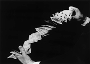 Fanning playing cards; stroboscopic image