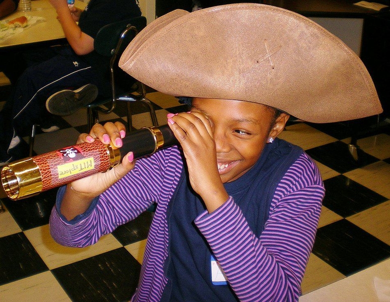 Ashanti, an MITxplorer at Fletcher Maynard Academy, gets in the spirit of mathematical exploration.