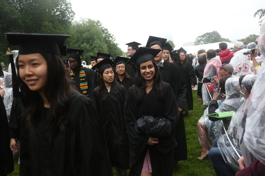 Members of the Class of 2013 enter Killian Court to take their seats.