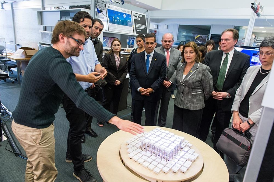 Daniel Leithinger (left), also a doctoral candidate, presented his work.