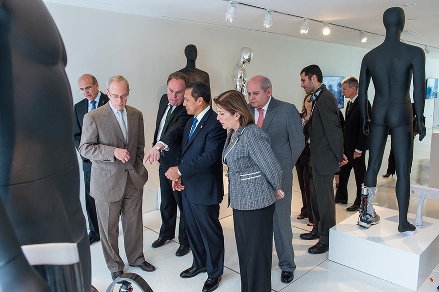 L. Rafael Reif and president Humala along with the delegation