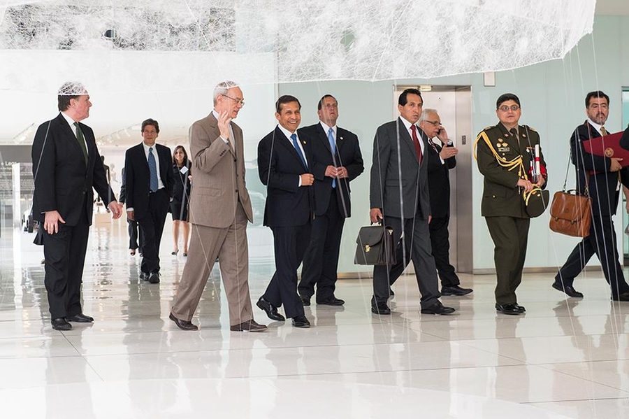 L. Rafael Reif and president Humala along with the delegation