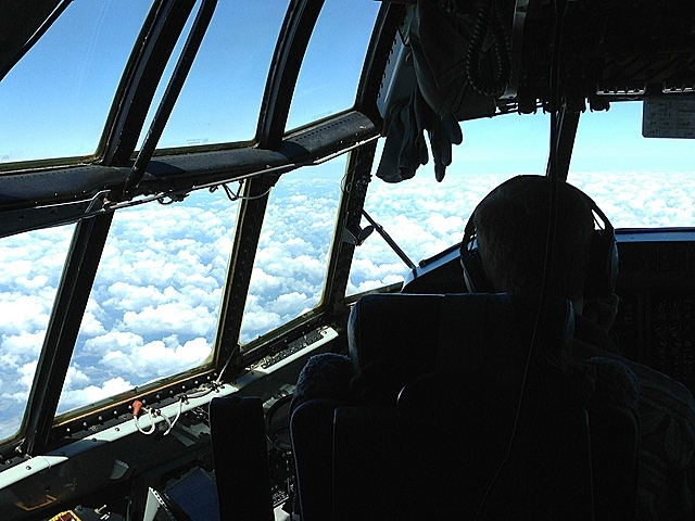 View from inside the NCAR C-130 research aircraft