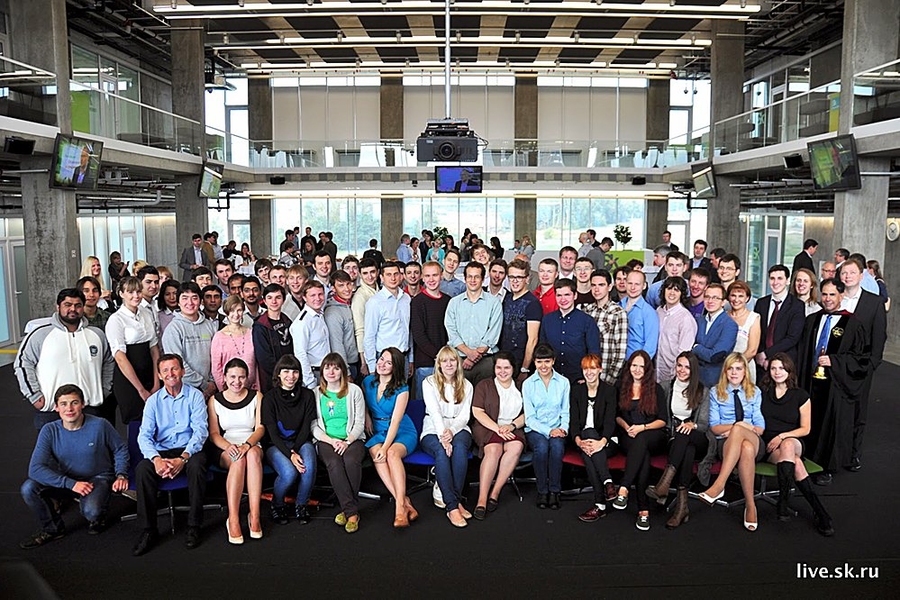 The new class of graduate students took part in the event.