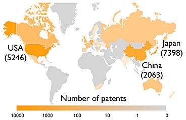 New study shows that from 1970 to 2009, Japan led the world in the number of patents related to photovoltaics (solar cells). Over the last five years of that period, the number of solar patents worldwide increased by 13 percent per year.