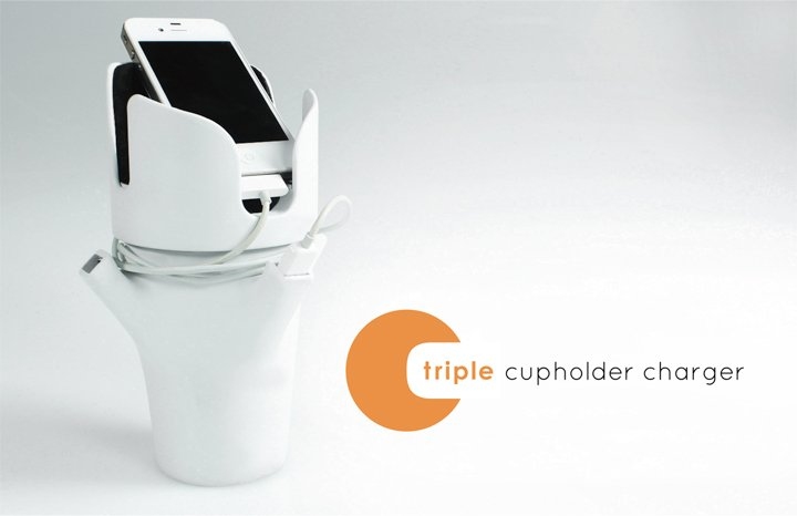 Triple-C Organizer is a multi-functional cupholder accessory for automobiles that offers three major solutions in one: a place to hold your cup, a way to charge your phone, and a container space for storage. Team members include Tiffany Chantra, Sangho Kim, Tae Kim, Caitlin Reyda, Eduardo Russian, Josh Siegal, Obehi Ukpebor, and Wilson Yum.