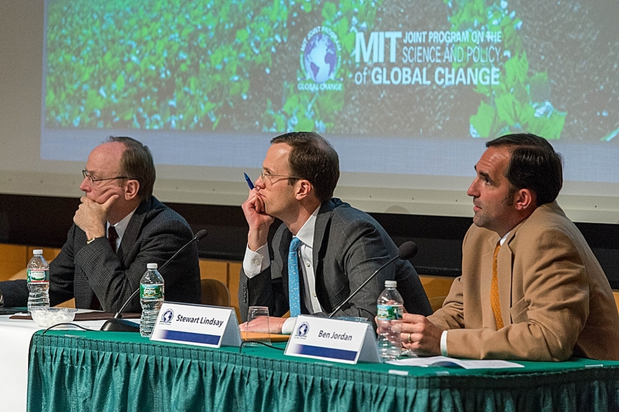 (From left): Professor Thomas Hertel, Stewart Lindsay, and Ben Jordan
