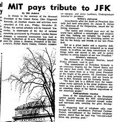 <i>The Tech</i> article published on Nov. 26, 1963