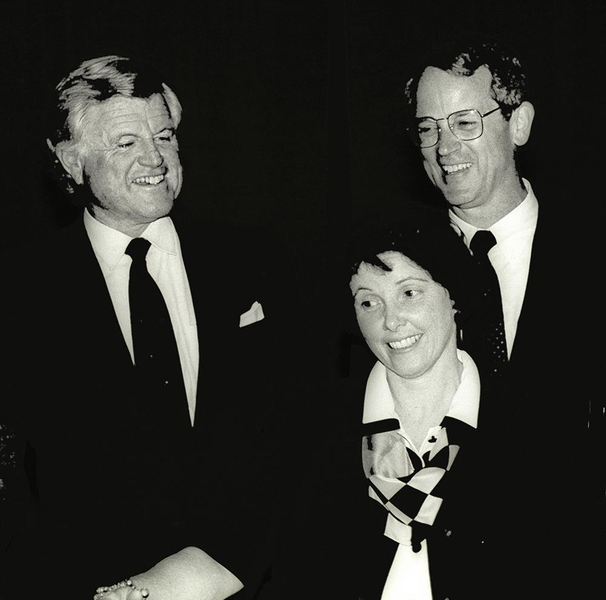 Charles and Rebecca Vest were joined by Massachusetts Sen. Edward M. Kennedy at Vest's inauguration on May 10, 1991.