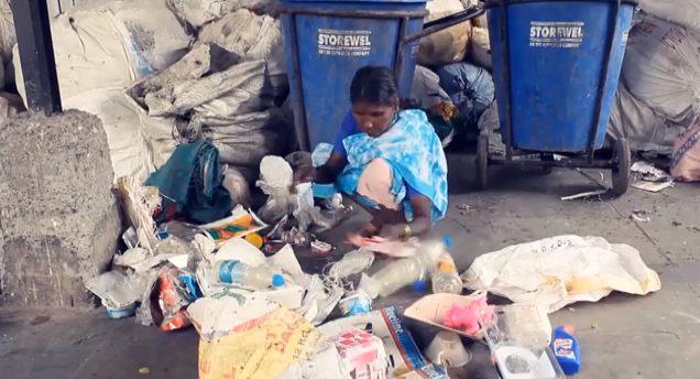 A screenshot from CEE student Sid Pai's winning video about Protoprint, a project in India that gives waste-pickers technology to convert plastic waste into filament to create 3-D-printed objects they can sell.