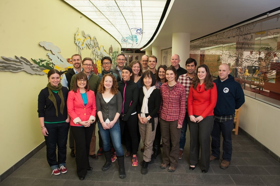 Some of the MIT Strong runners: (front, left to right) Maddie Hickman, Stephanie Kloos, Jen Gagner, Julie Pryor, volunteer coach Jane Wojcik, Sally Miller, Samantha Carney, John Cunniffe; (back, left to right) Tim Mertz, Tom Gearty, Stephen Shum, Jon Runstadler, Rachel DeLucas, Brian Mulcahey, Joseph Azzarelli, Sarah Lewis, Charlie Maher, Domingo Godoy.