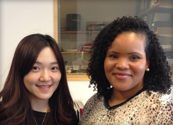 MIT graduate student Jing Ge (left) and Harvard School of Public Health postdoc Christa Watson.