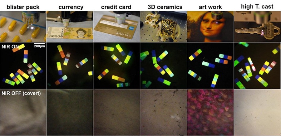 MIT and Lincoln Lab researchers have developed microparticles that could be used to tag authentic products and help prevent counterfeiting. The particles are visible only when exposed to near-infrared light.
