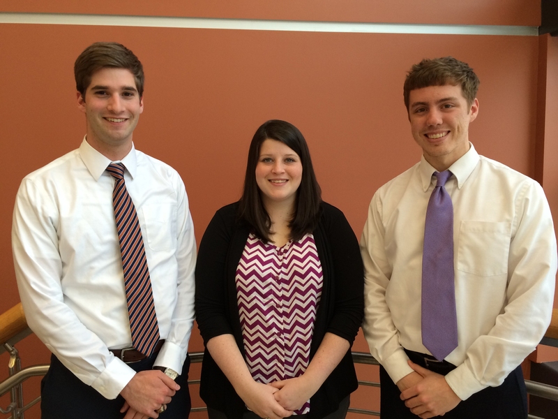 (From left) Alex Devon, Kayla Gainey, and Tyler Ovington, the $10,000 “Cure it!” undergraduate team winners
