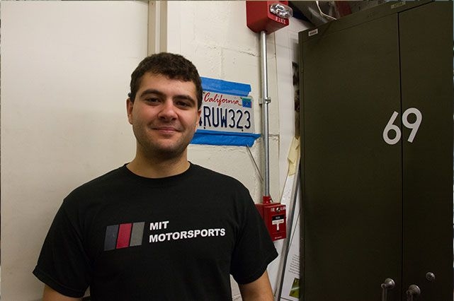 Sammy Khalifa '12, a member of Formula SAE while a student, still drops by to help with designing and engineering the new car.
