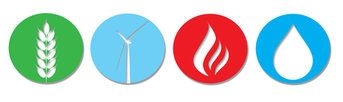 four circles with designs inside