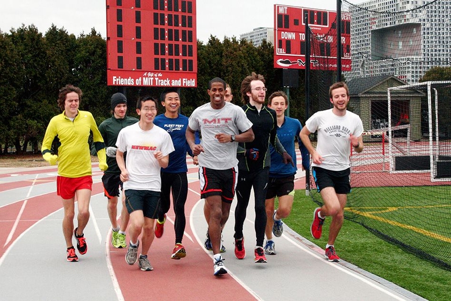 Bullock (center) was elected captain of the indoor and outdoor track teams during his junior and senior years, and cross-country captain last fall.