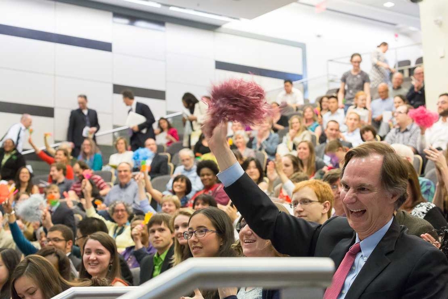 The crowd goes wild for the award winners.