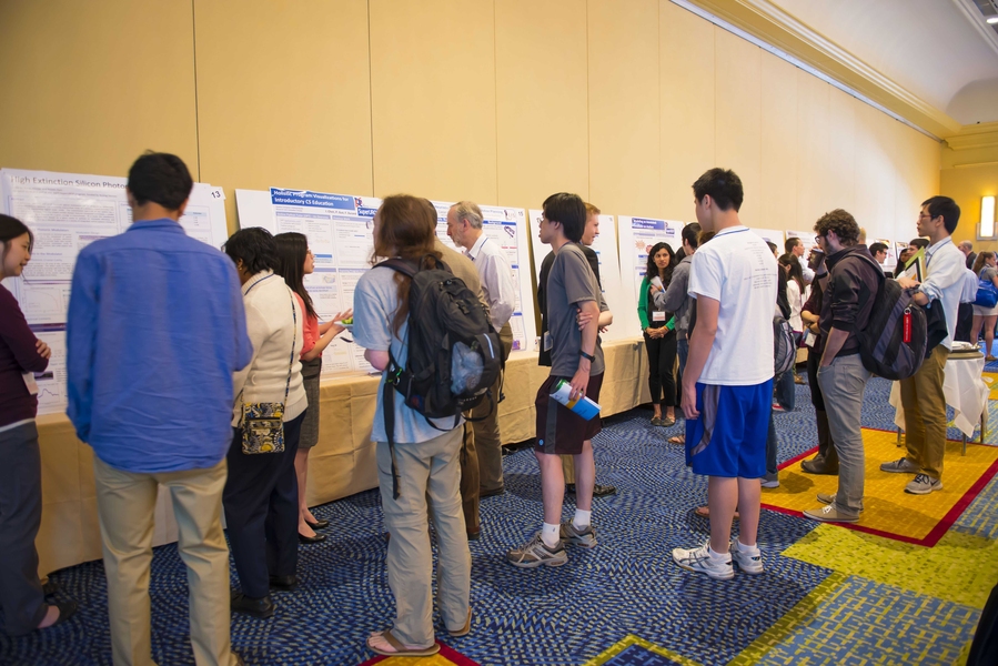 More than 200 people came to learn about research presented by more than 30 EECS undergraduates.