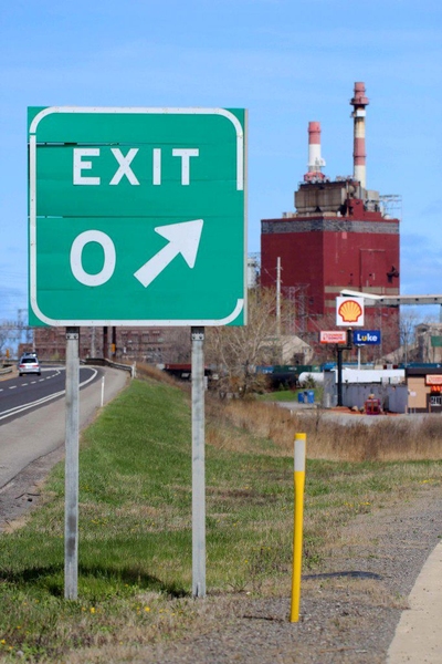 The exit leading into the former steel mill neighborhoods of southeast Chicago