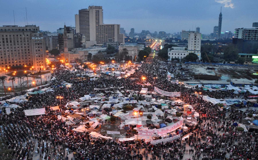 Egyptians gathered in Tahrir Square on Feb. 9, 2011, calling for democratic reforms.