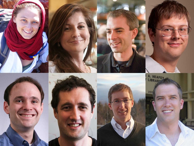 Clockwise from top, left: Tanja Bosak, Laurie A. Boyer, Iain M. Cheeseman, Jacob Fox, Jeroen Saeij, J. Taylor Perron, Paul O'Gorman, and Jonathan Kelner