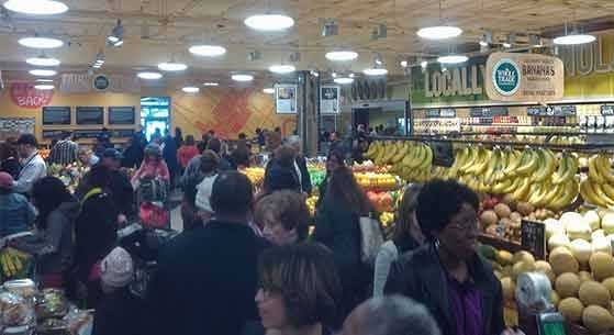 Interior of Whole Foods Market on Grand Opening Day.