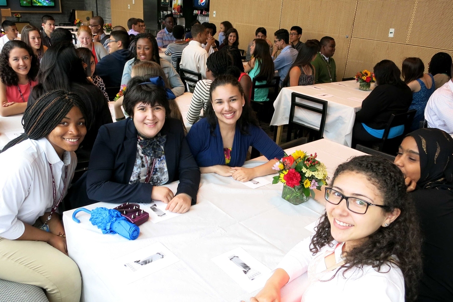 The MITES class of 2014 gathered in Simmons Hall on June 13 for a welcome dinner.