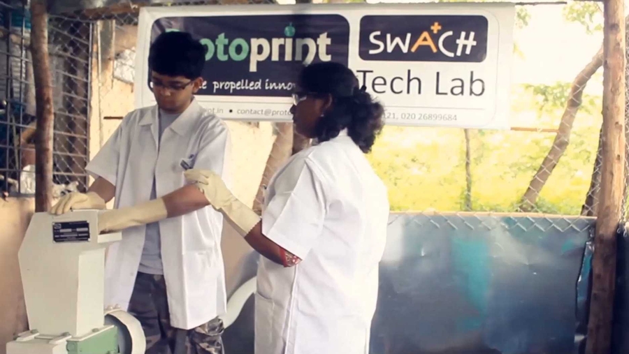 D-Lab Scale-Ups fellow Sidhant Pai '14 (left) has won an Echoing Green Fellowship for his venture Protoprint. A social enterprise based in Pune, India, Protopoint empowers urban waste pickers with the technology to ethically produce fair trade 3-D printer filament from the waste plastic they collect.