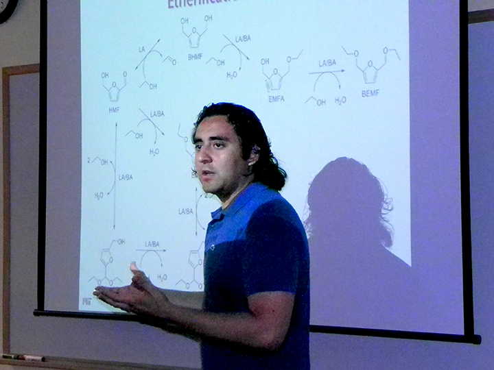 Professor of chemical engineering Yuriy Román discusses his work to create energy efficient processes for producing renewable plastic bottle material.